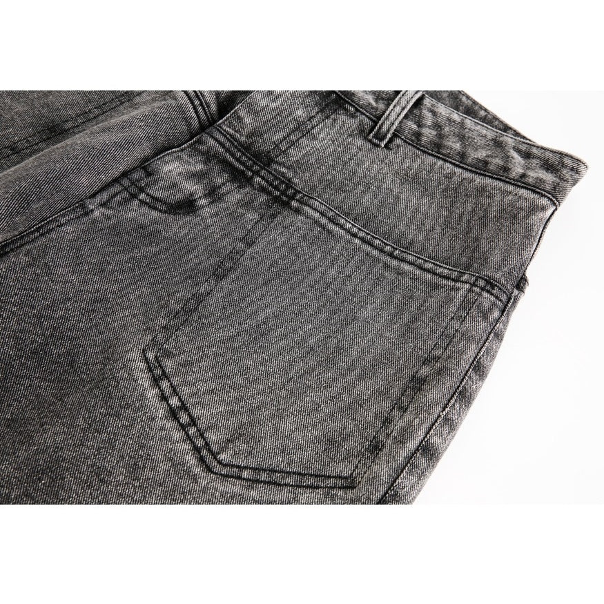 Retro Pocket Design Wash Straight Jeans MB7187