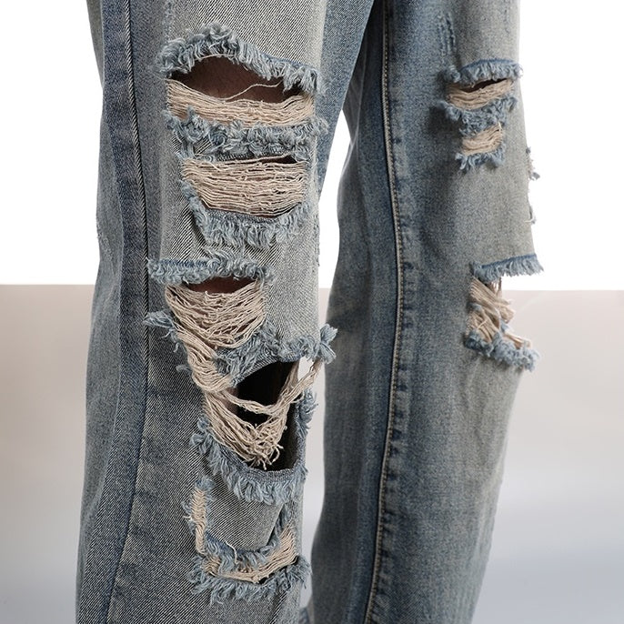 Ripped Loose Straight Jeans MB7008