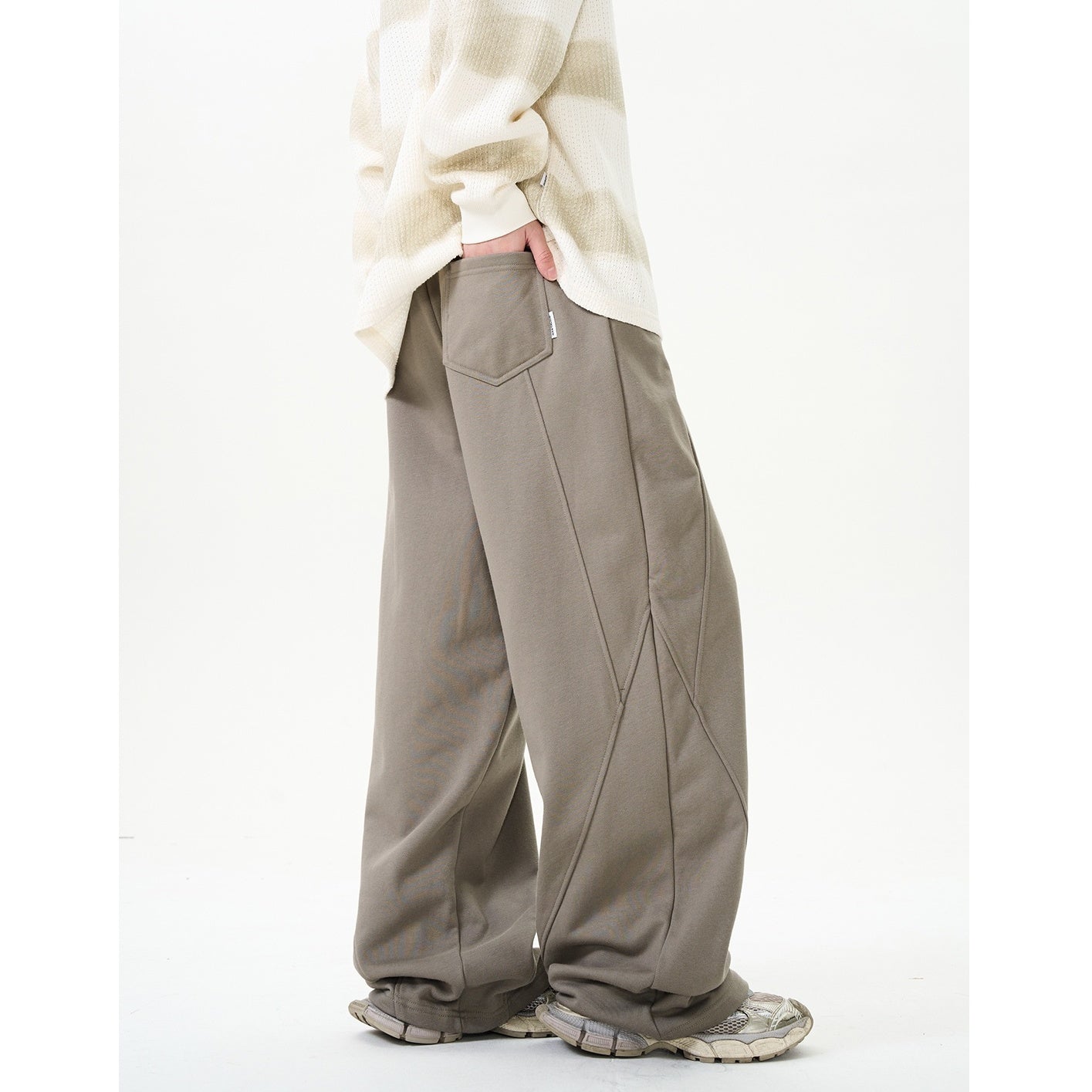 Embroidery Split Loose Straight Sweatpants NA7011