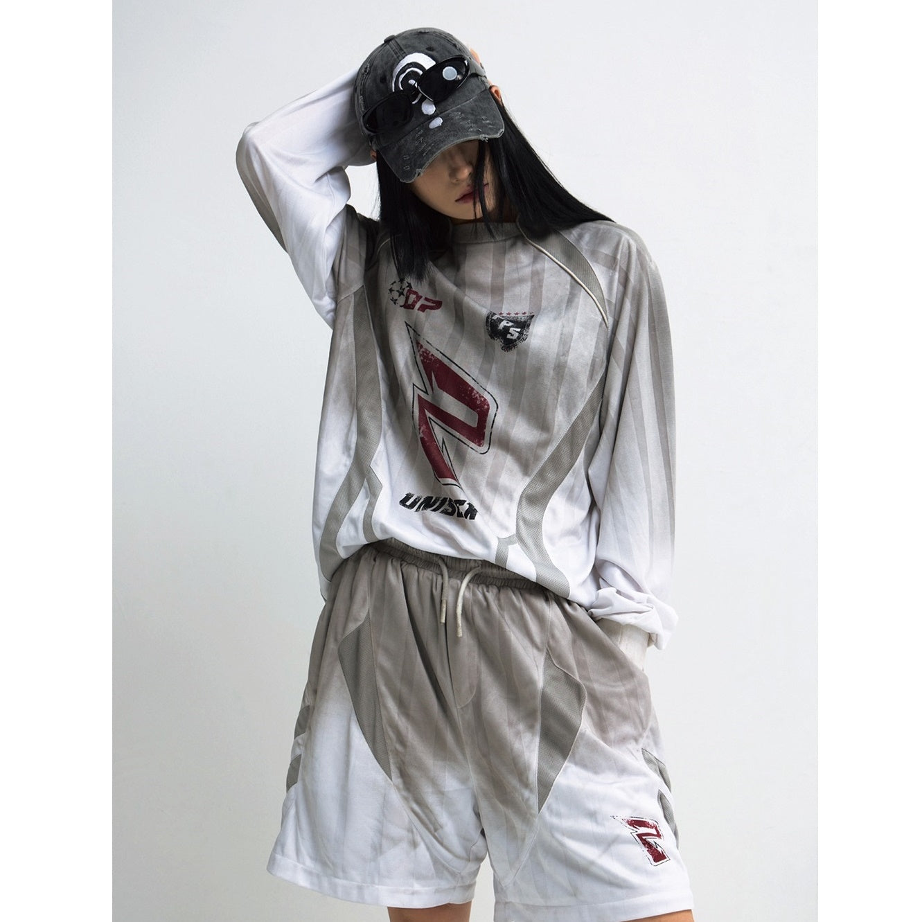Stained Blokecore Style Long Sleeve Racing T-shirt MB7323