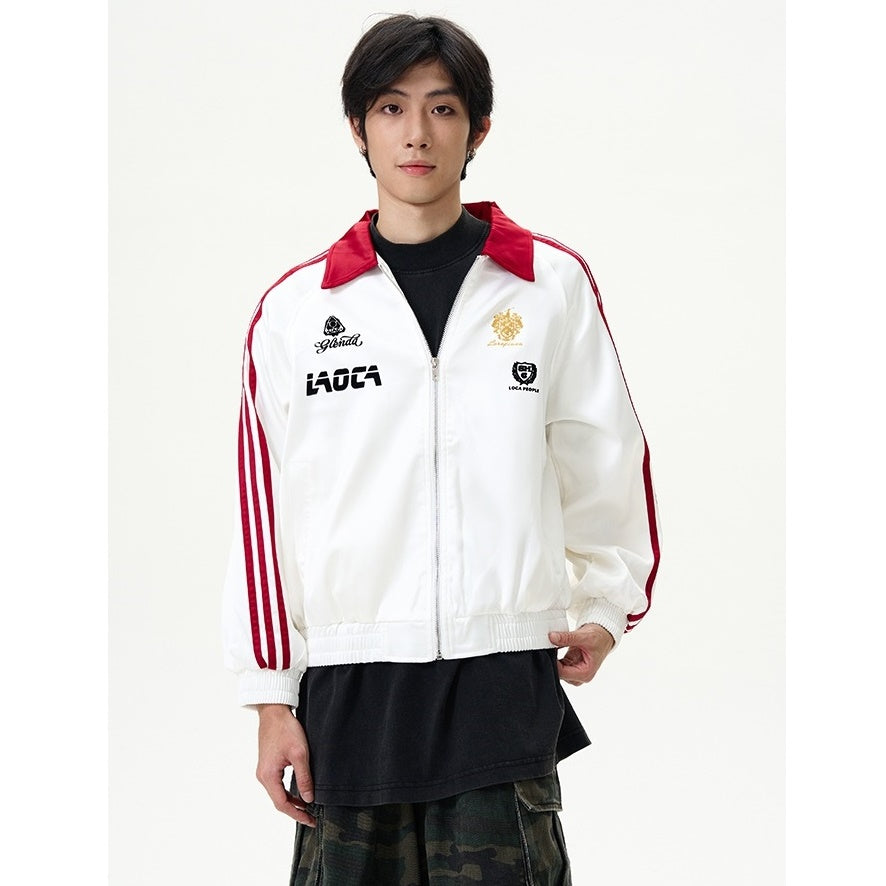 Three-bar Casual Shiny Sports Zipper Jacket MB7098