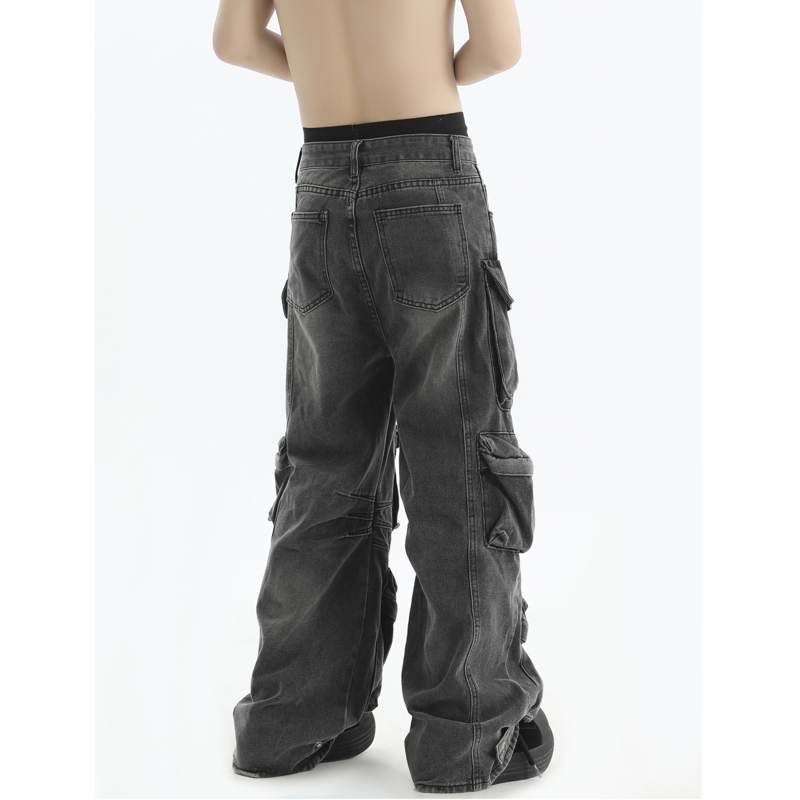 Heavy Industries Frayed Loose Cargo Jeans IN7007