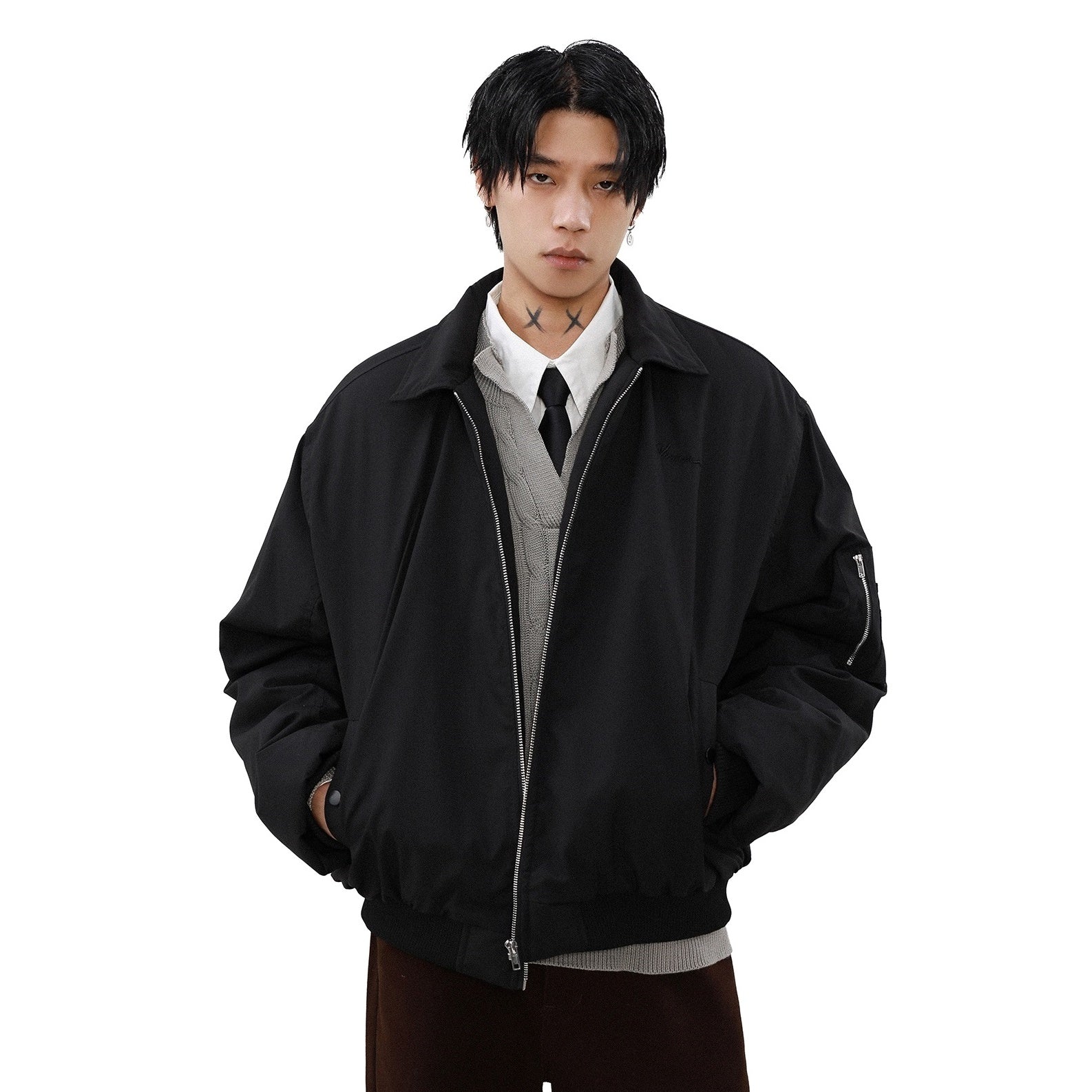 Lapel Design Bomber Jacket MB7303