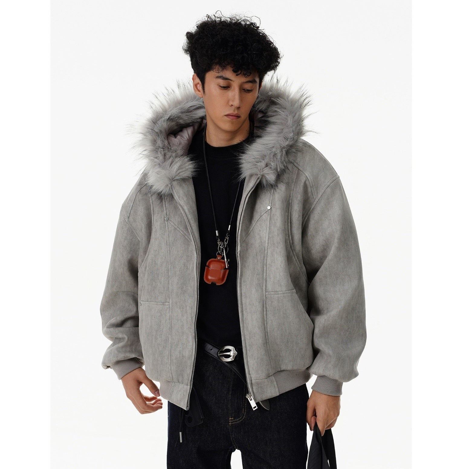 Dirty Fur Collar Hooded Jacket MB7283