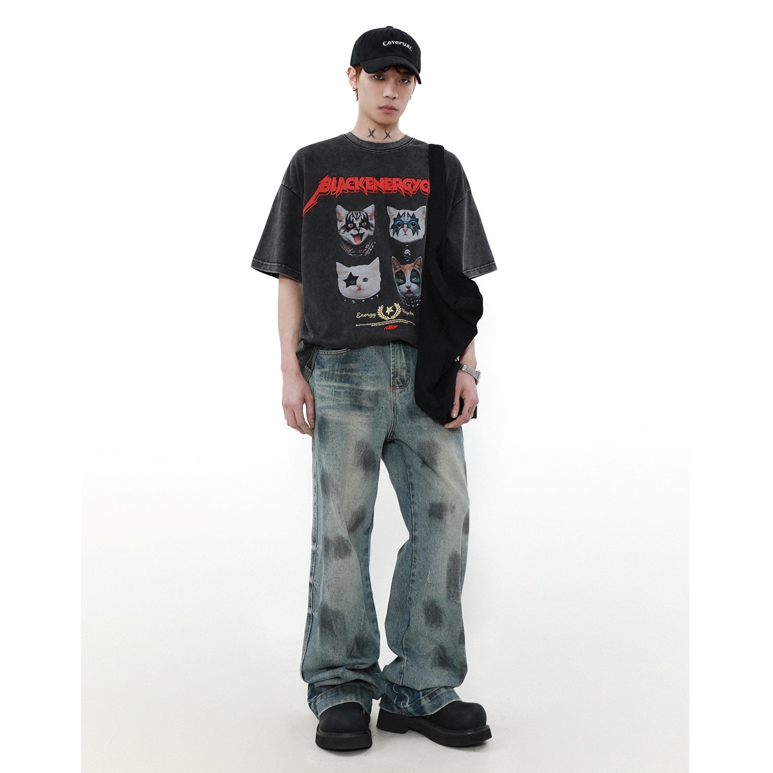 Cat Rock Distressed T-shirt MR005