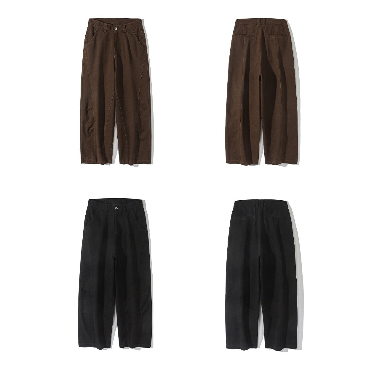 Washed Distressed Switching Design Wide Pants NA7009