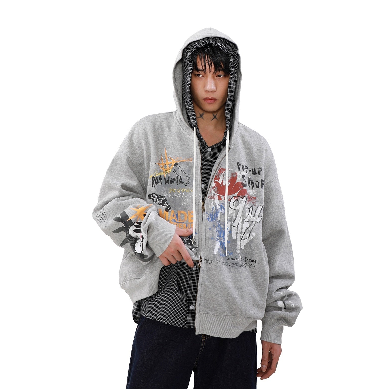 Street Graffiti Zip Hooded Parka MB7082