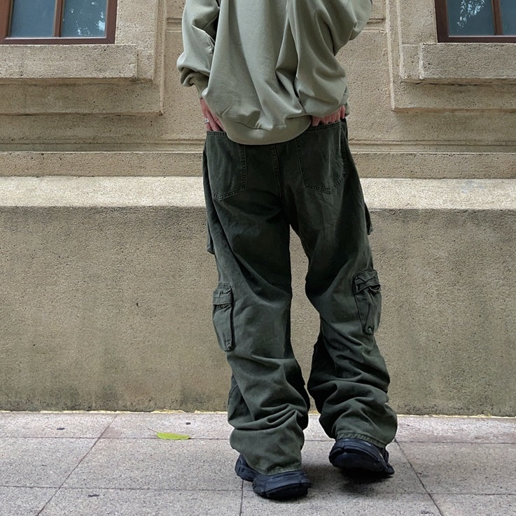 Fat Loose Straight Cargo Pants FT8001