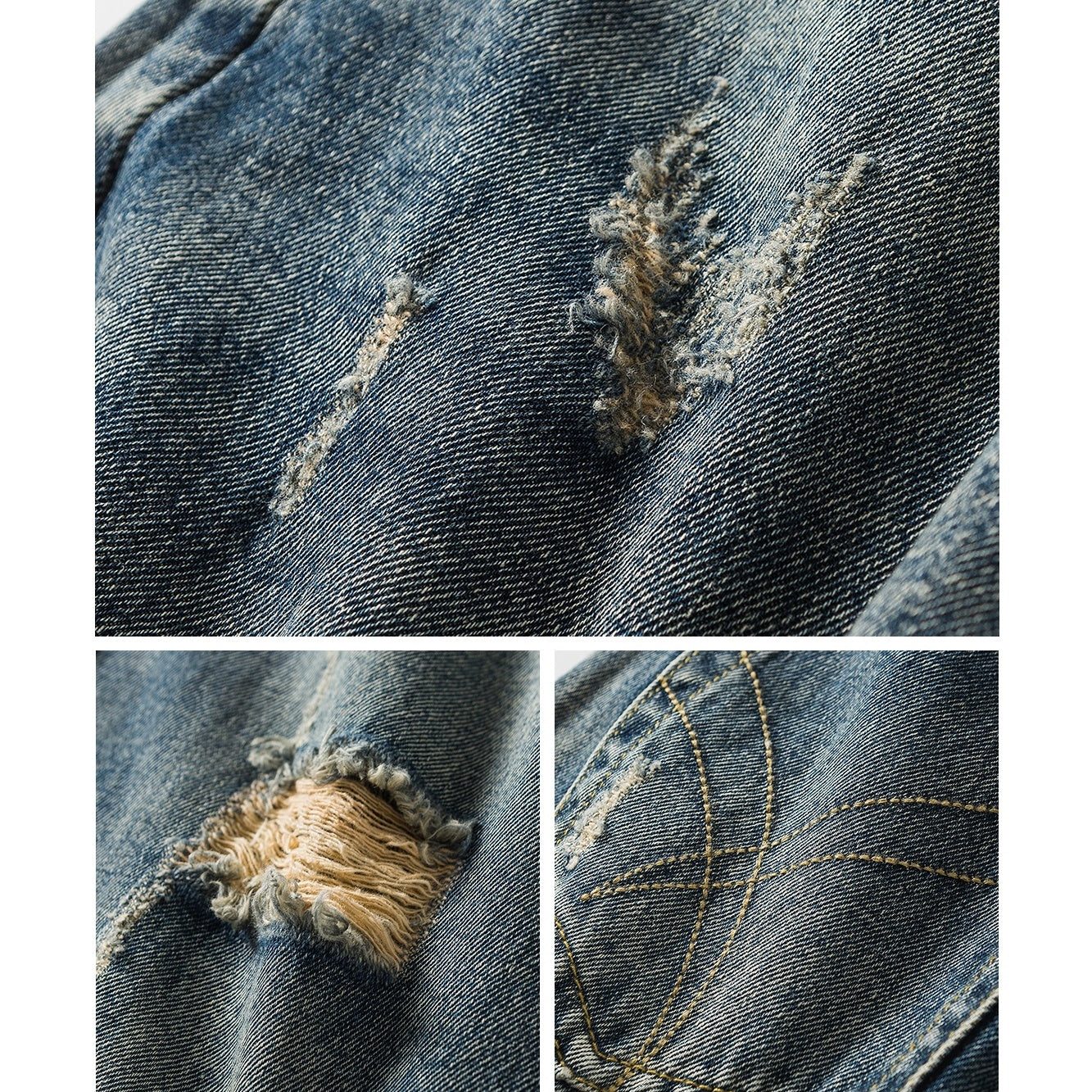 Washed Distressed Ripped Loose Jeans NR7004