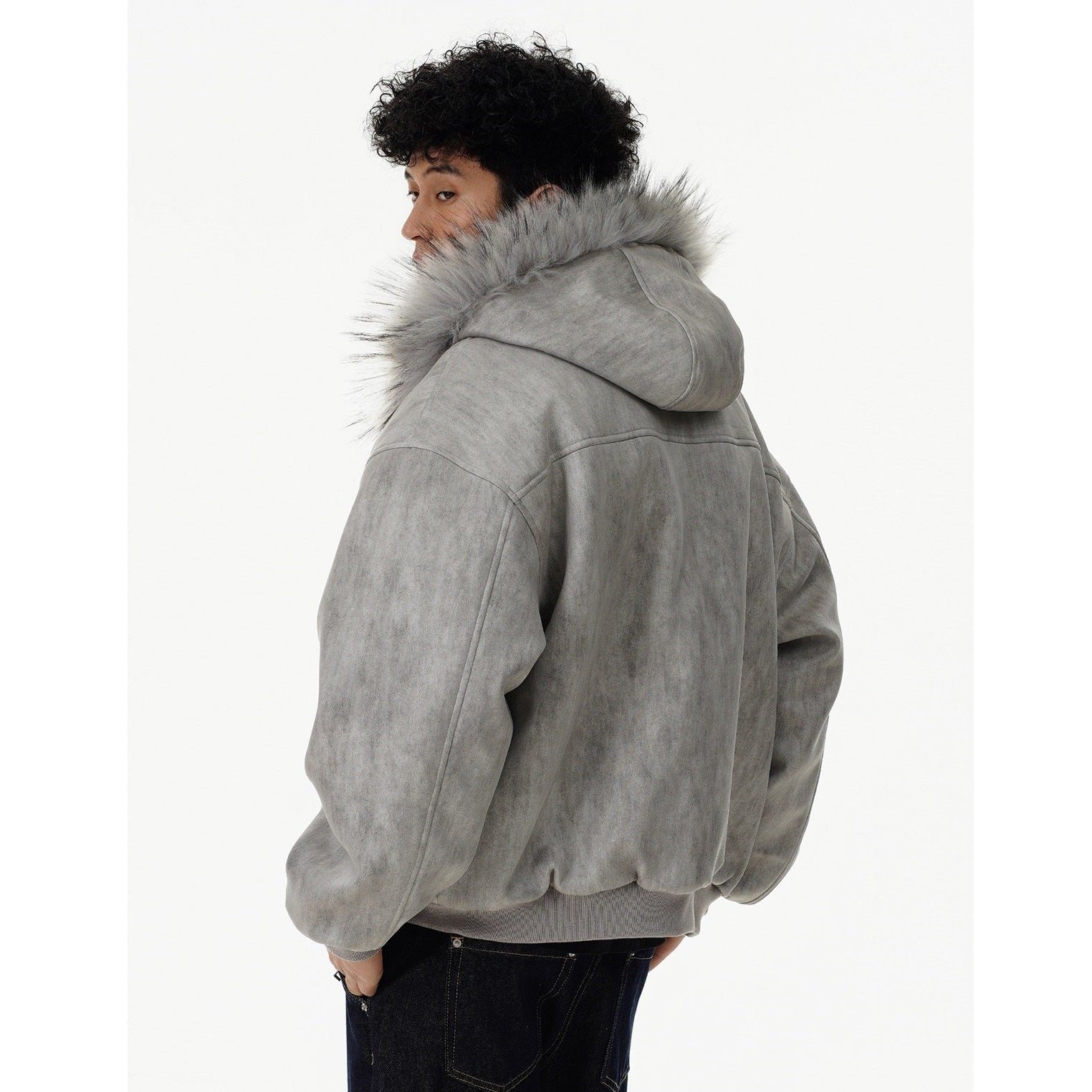 Dirty Fur Collar Hooded Jacket MB7283