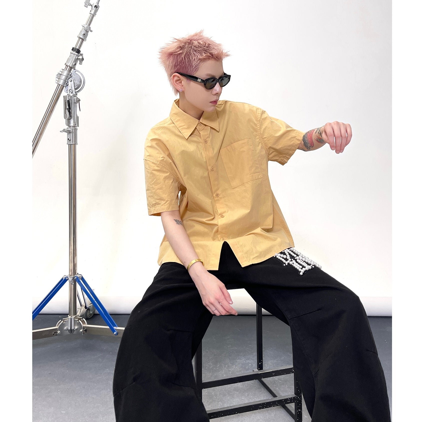 Solid Color Short Sleeve Shirt EAT135