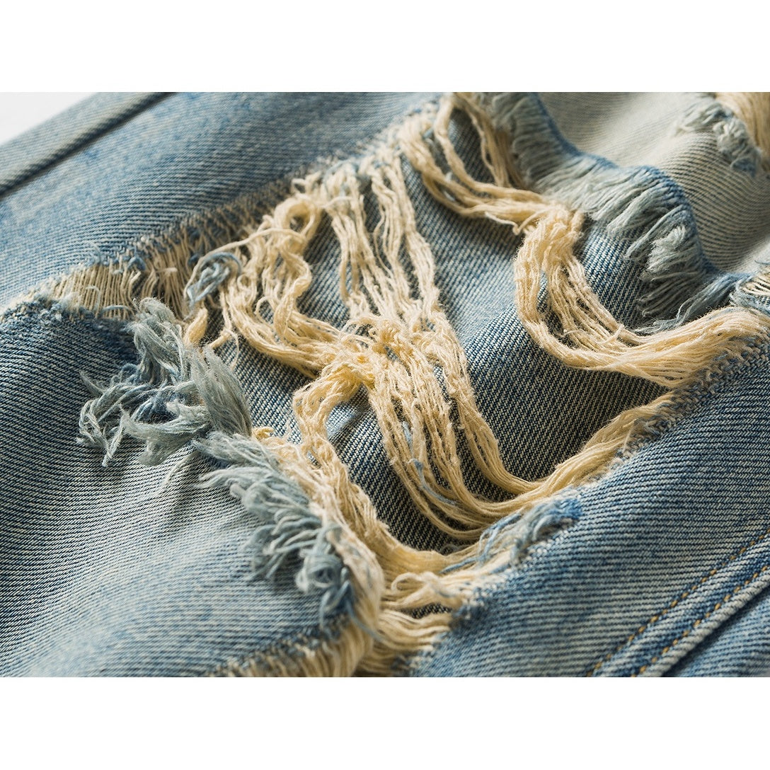 Wash Distressed Ripped Loose Jeans NA7008