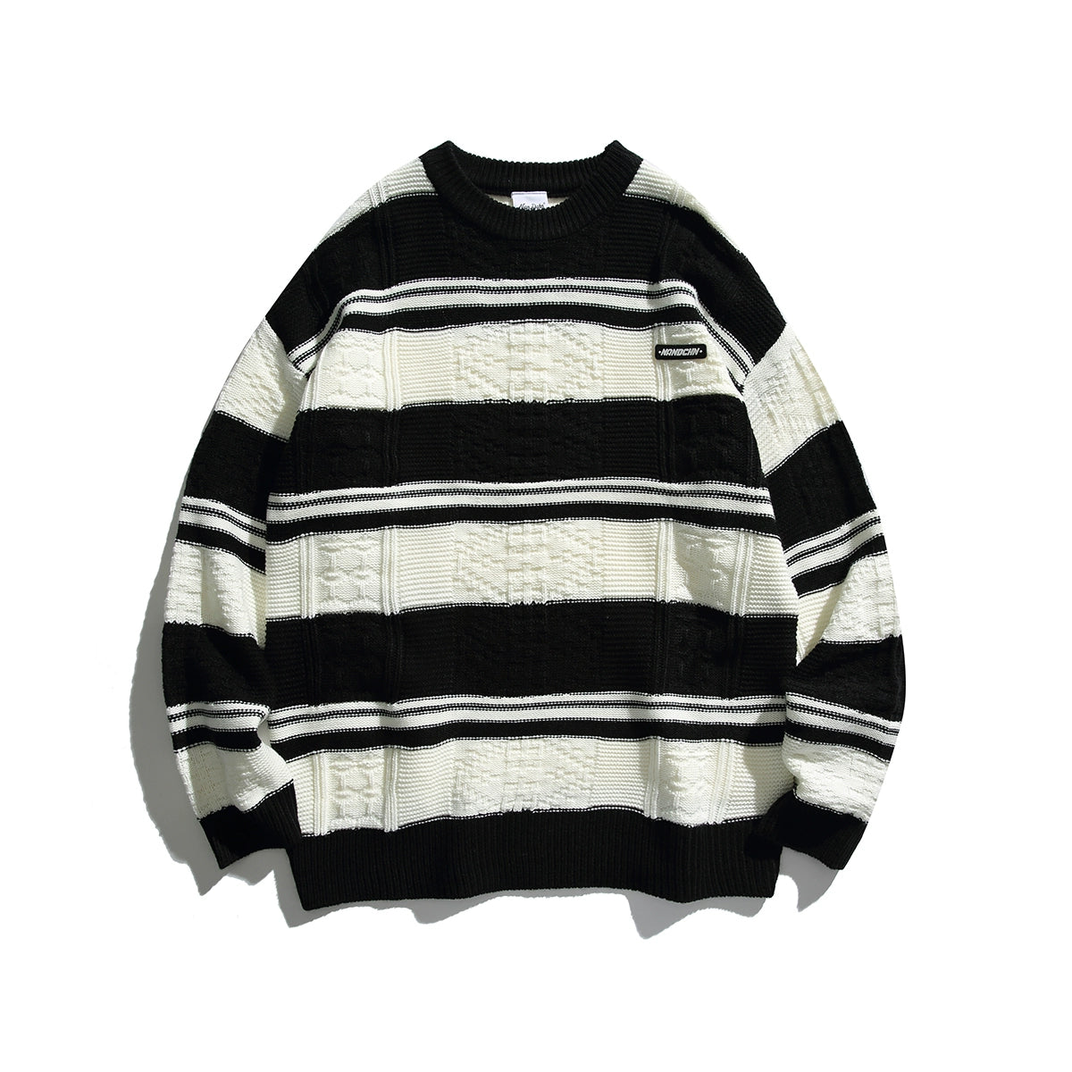 Contrasting Border Crewneck Loose Sweater MB7114