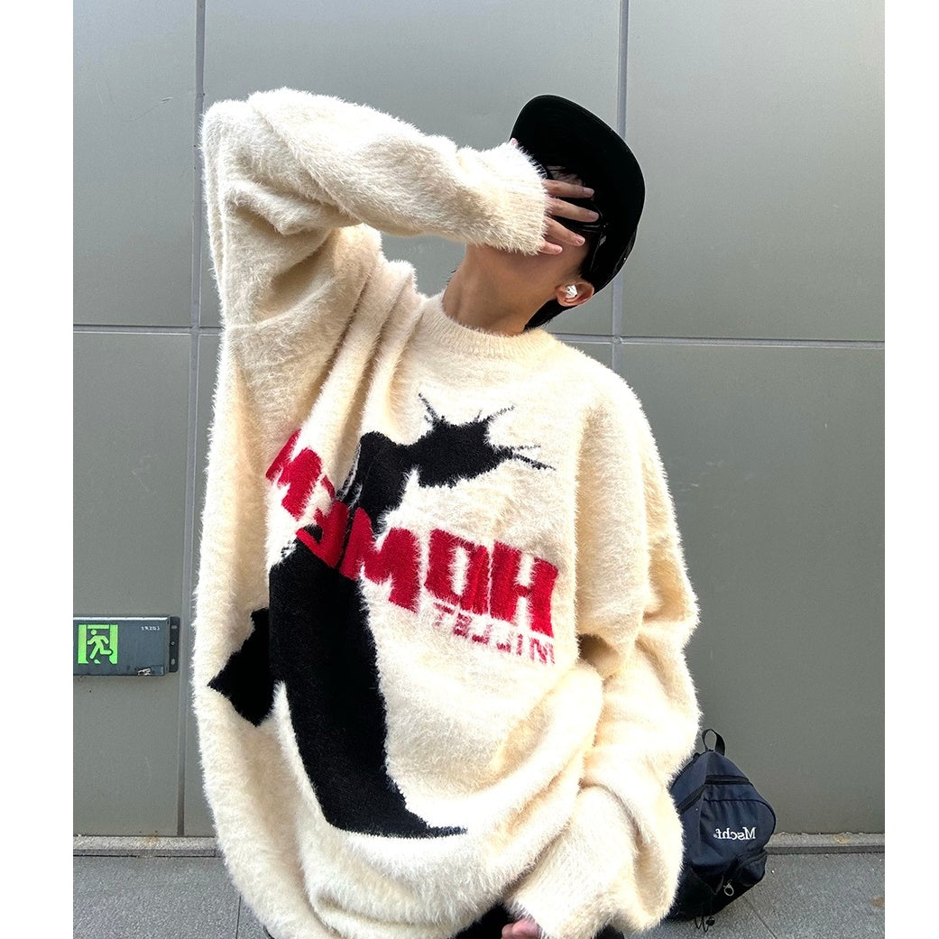 Street Pedestrian Letter Jacquard Loose Sweater MB7133