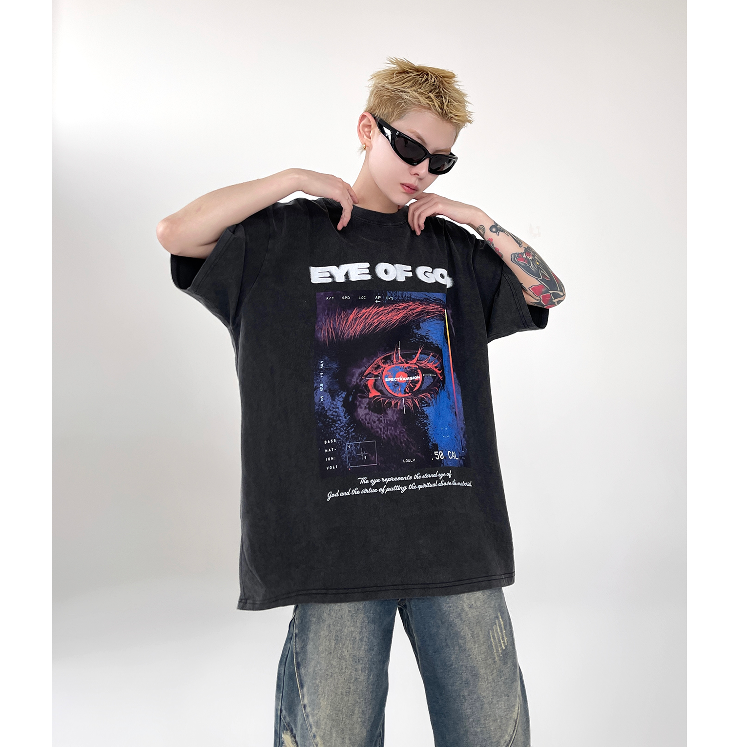 EYE OF GOD Vintage Wash Print T-Shirt EAT014