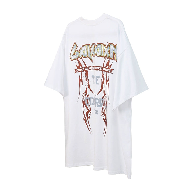 Worn Letter Design Loose T-Shirt MB7010