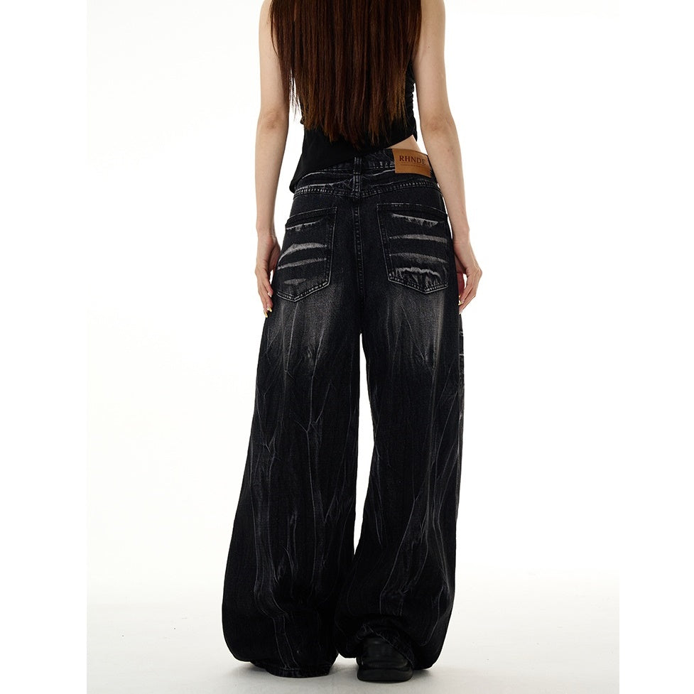 Lightning Pattern Wide-leg Buggy Jeans MB7018