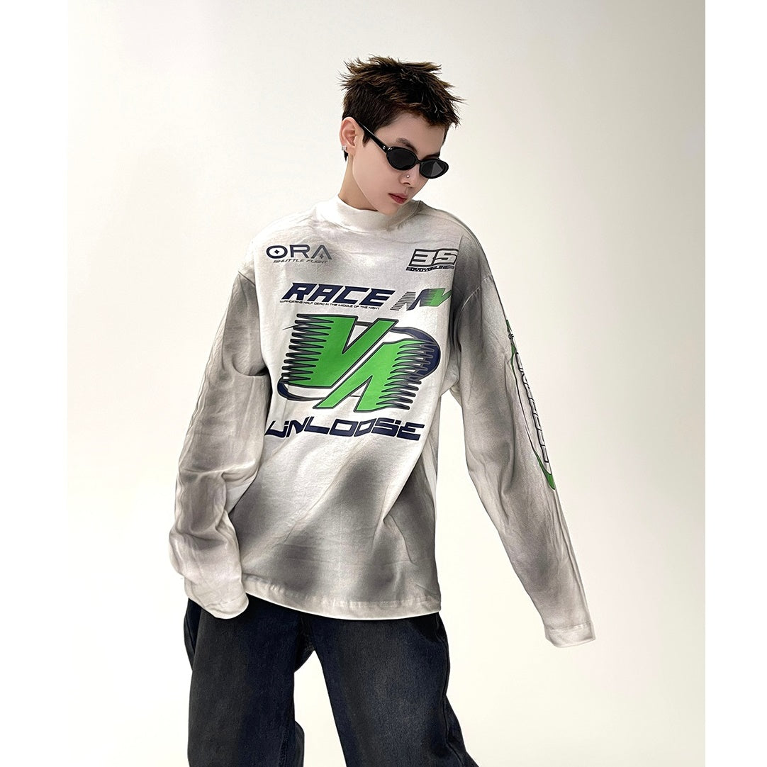 Dirty Distressed Spray Print Long Sleeve T-Shirt MB7087