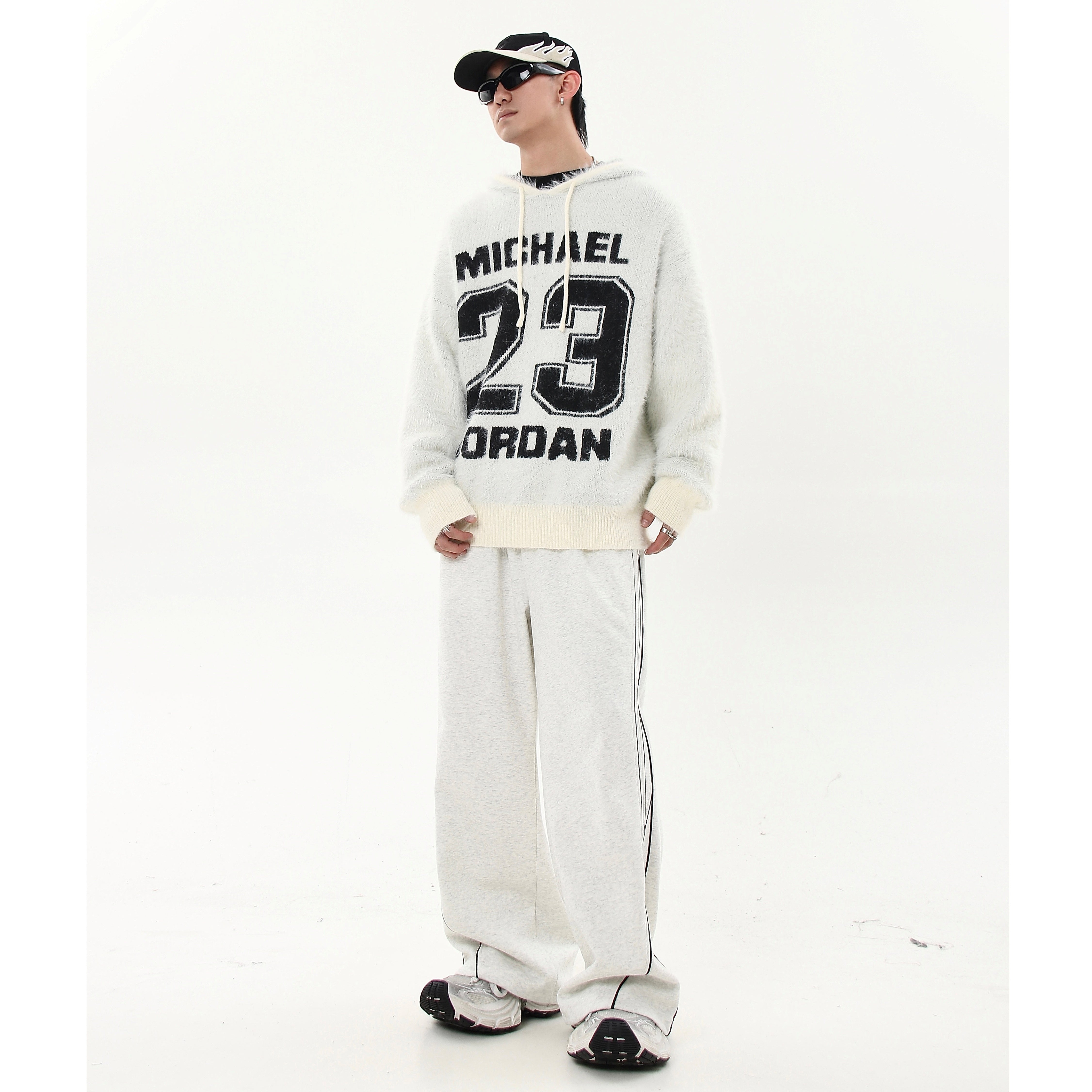 Sporty Alphabet Shaggy Knitted Hoodie MB7214