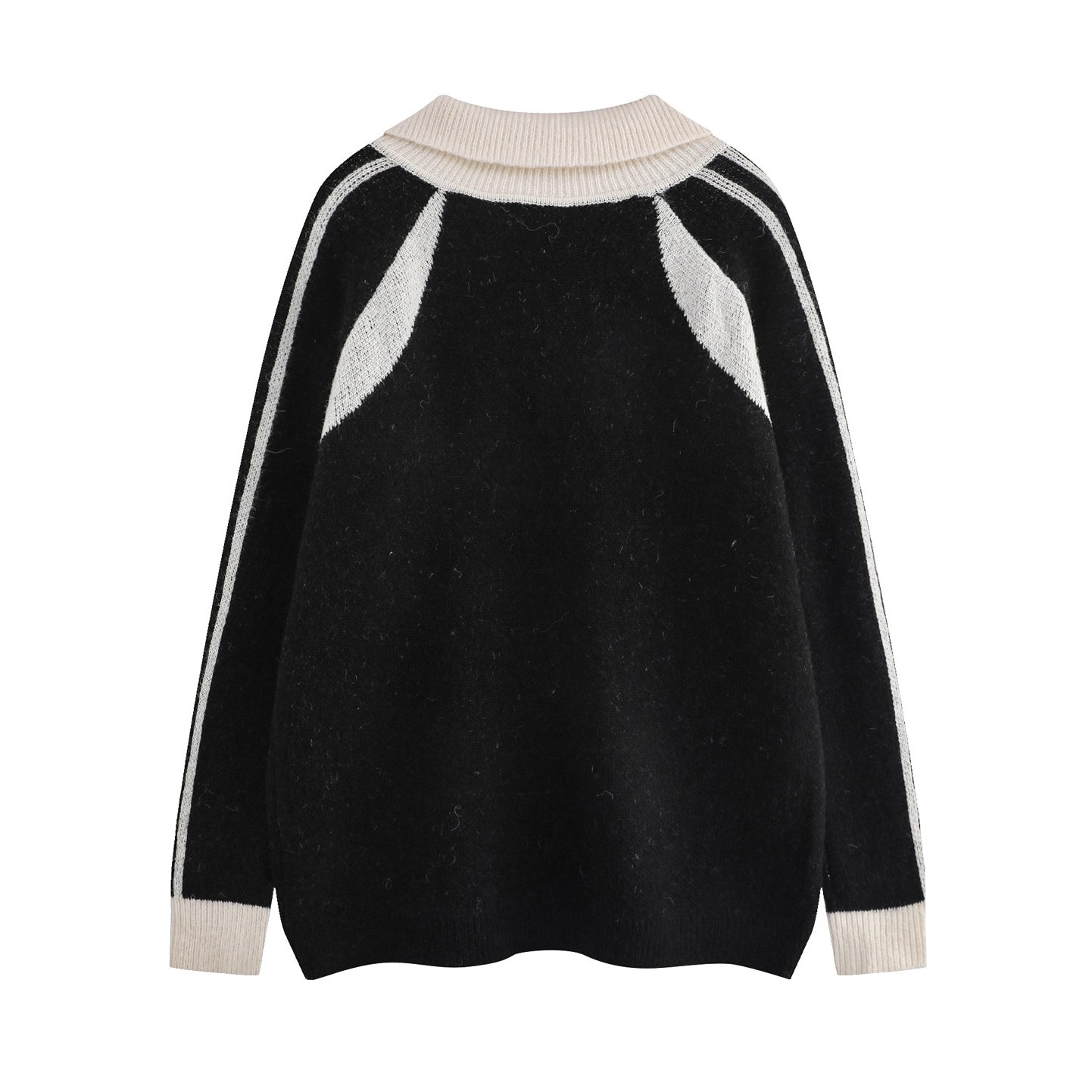 Three-bar Letter Roll-neck Raglan Sleeve Sweater MB7165