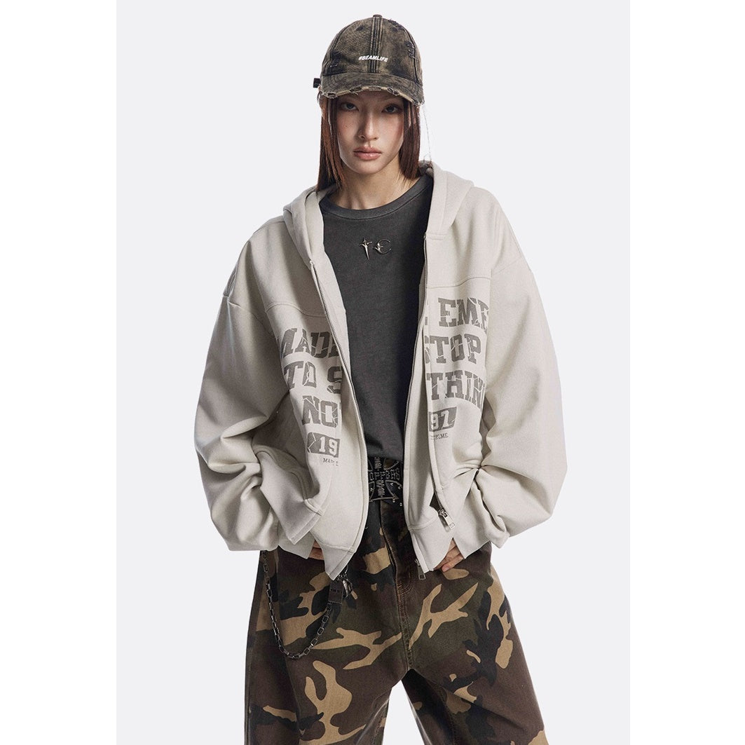 Fake Layered Street Style Zipper Hoodie MB7146