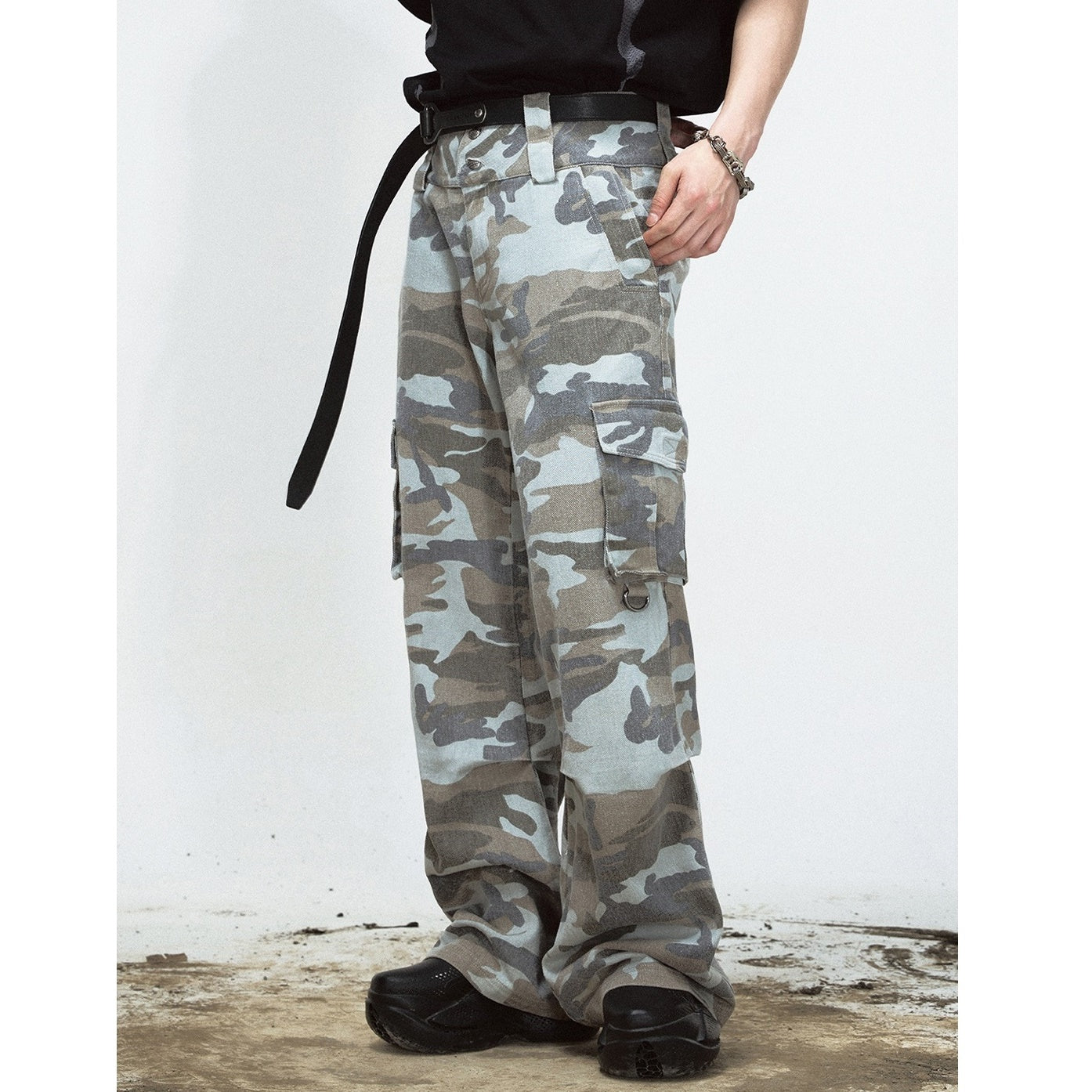 Camouflage Stained Straight Cargo Pants MB7066