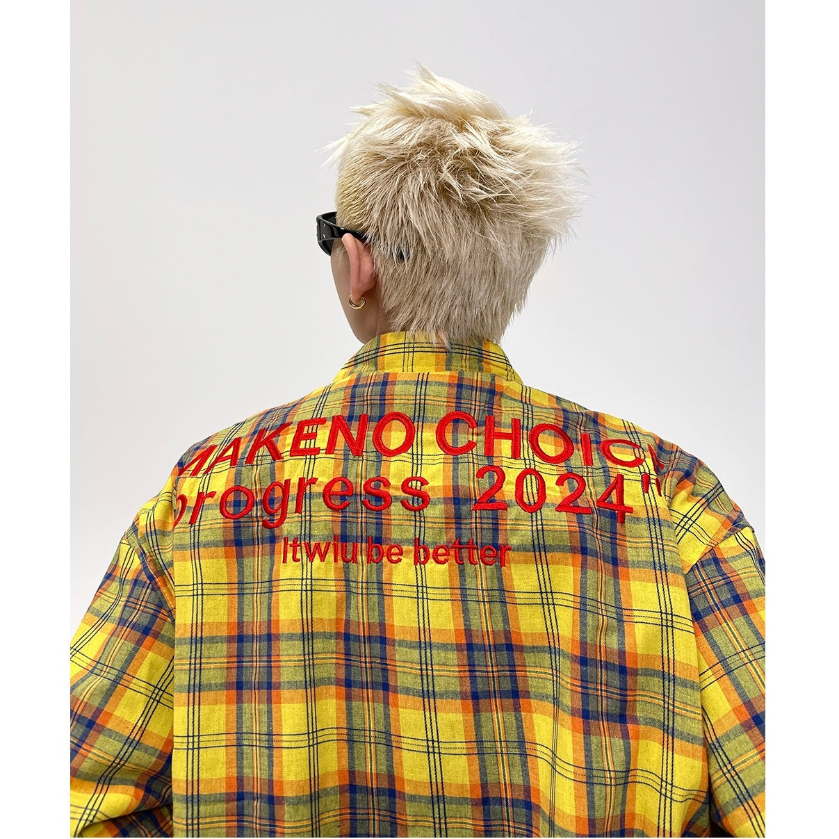 Embroidery Plaid Long Sleeve Shirt EAT073
