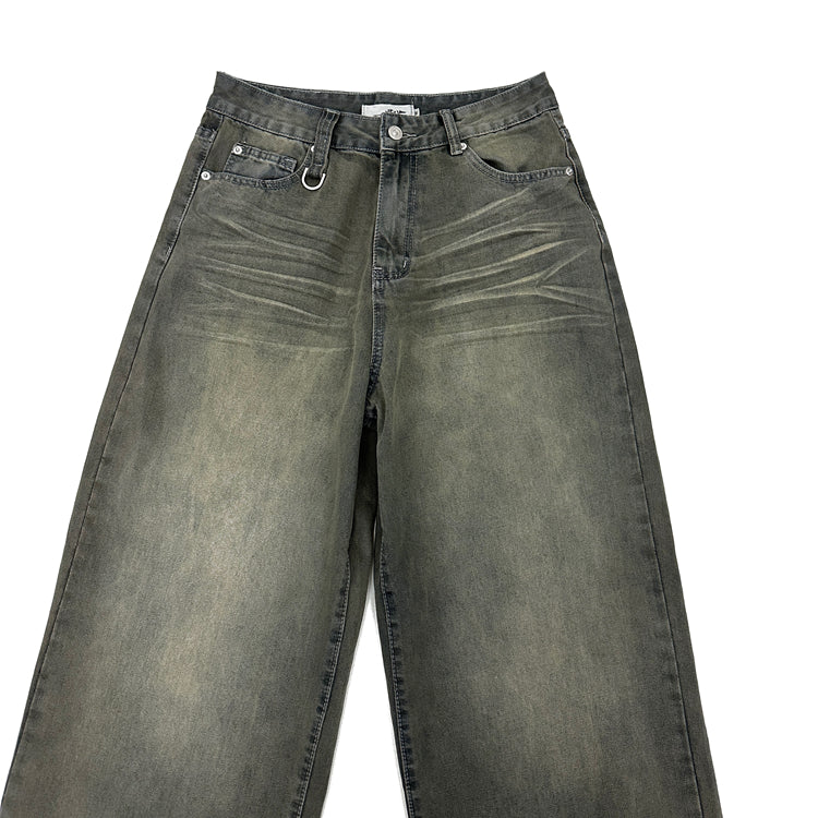 Vintage Distressed Loose Wrinkled Jeans FT8005