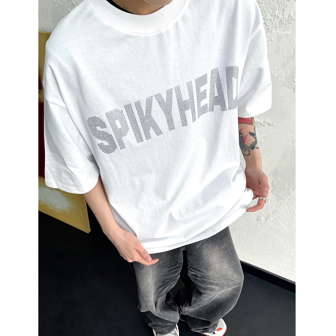 RhineStone Letter Print T-Shirt EAT106