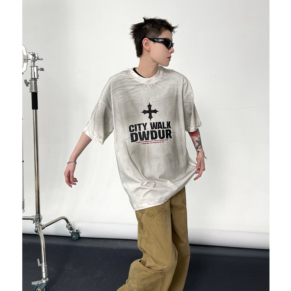 Vintage Distressed Wash Print T-shirt EAT126