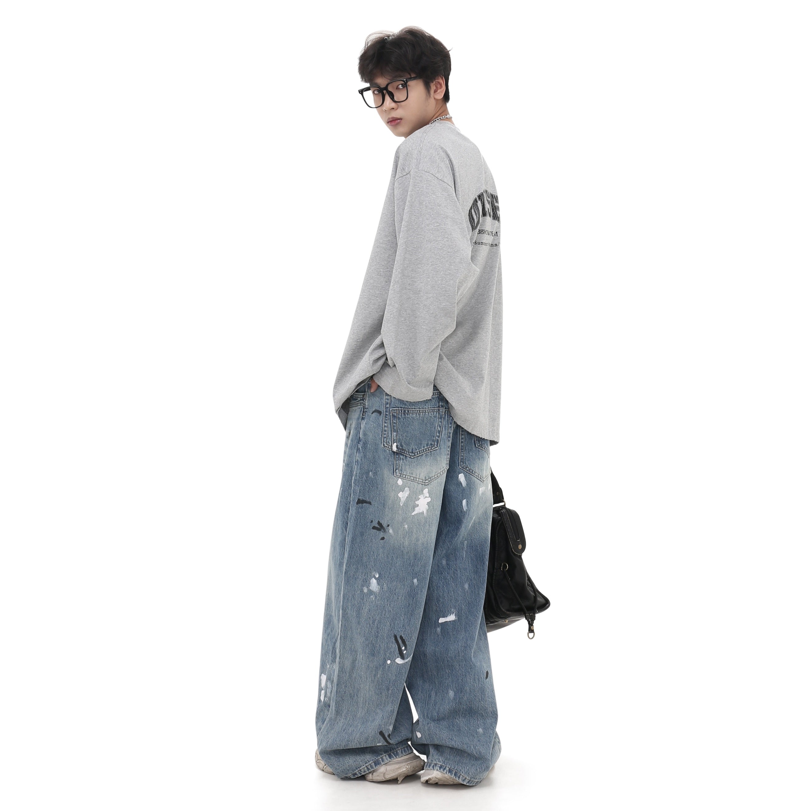 Paint Splashed Straight Loose Jeans GB7007