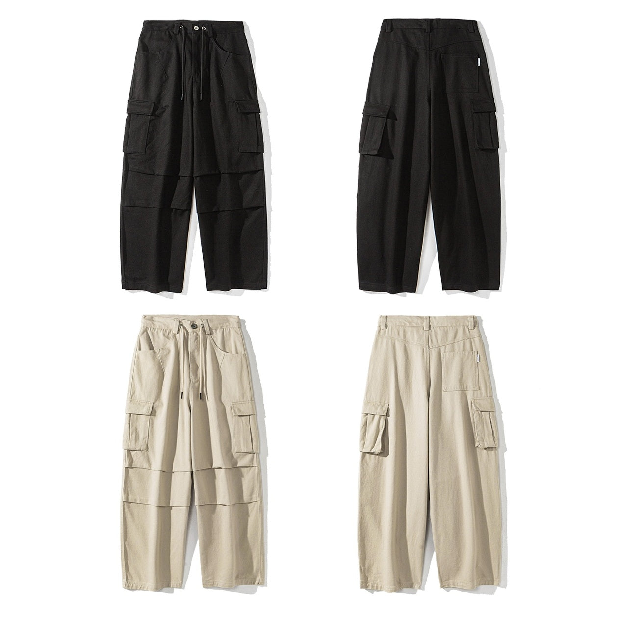 Double-pleated Wide-leg Cargo Pants NA7005