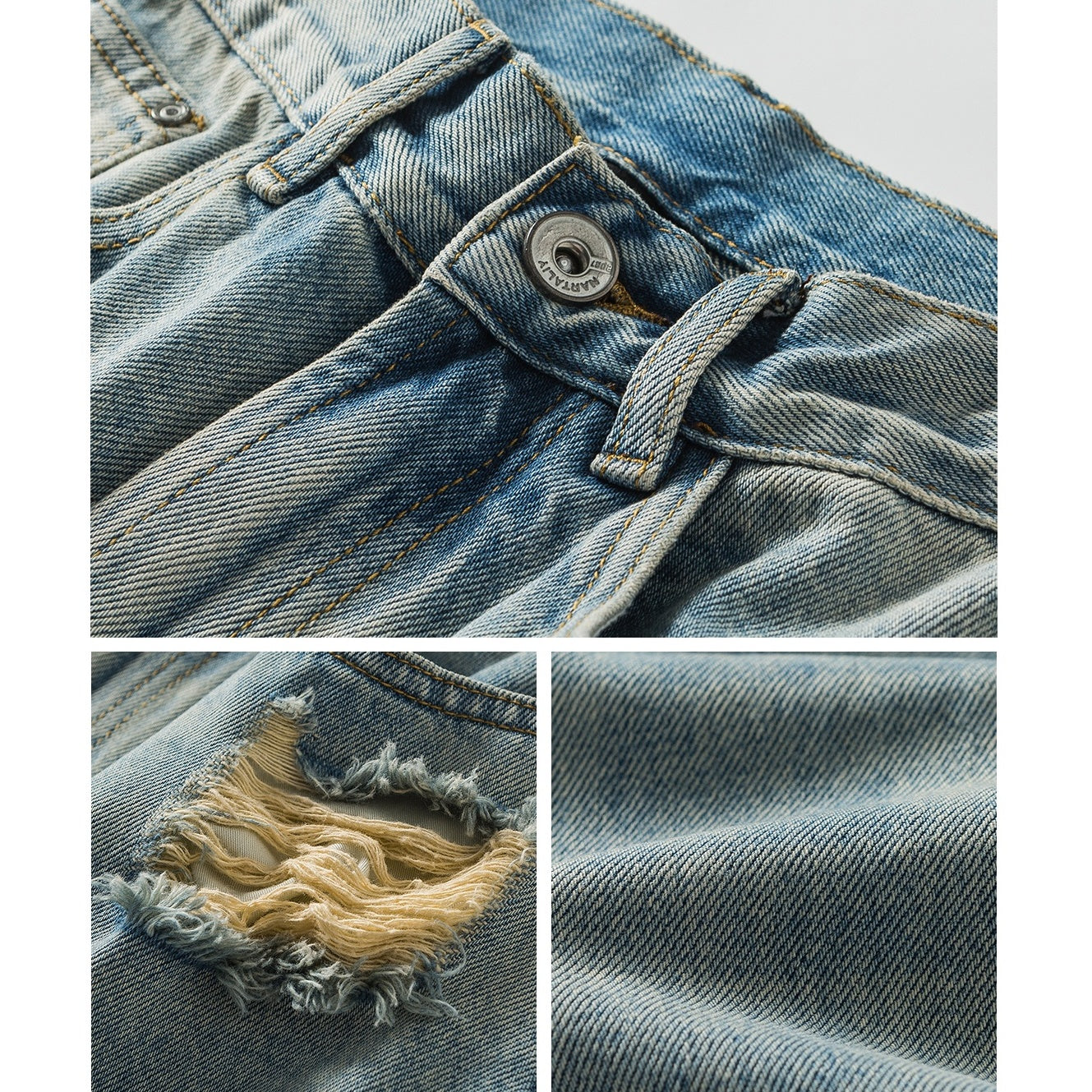 Wash Distressed Ripped Loose Jeans NA7008