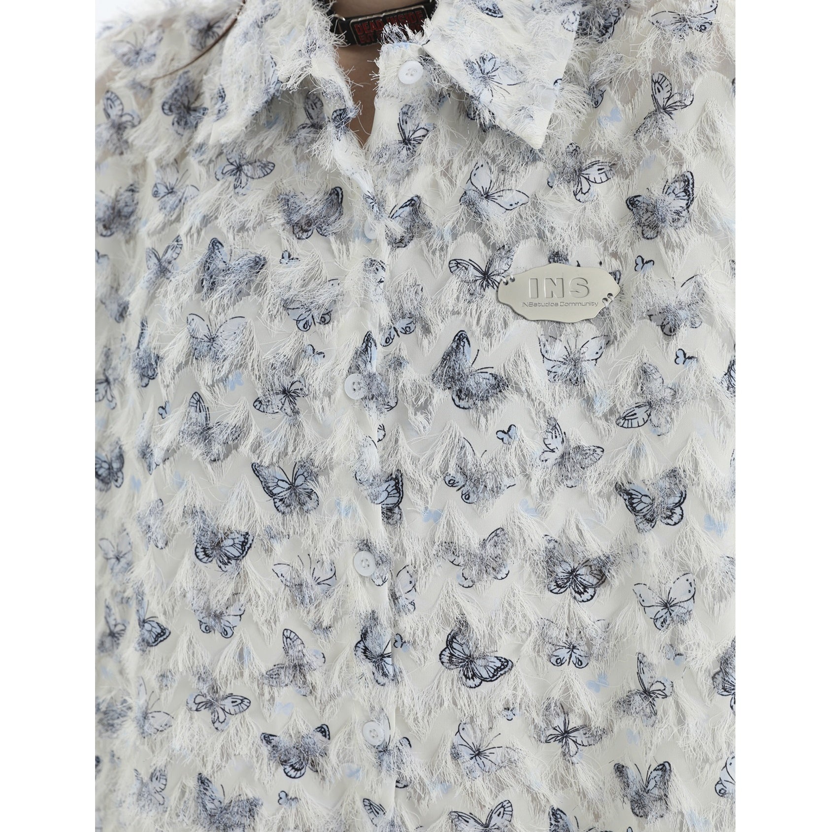 Shaggy Touch Butterfly Short Sleeve Shirt IN7035