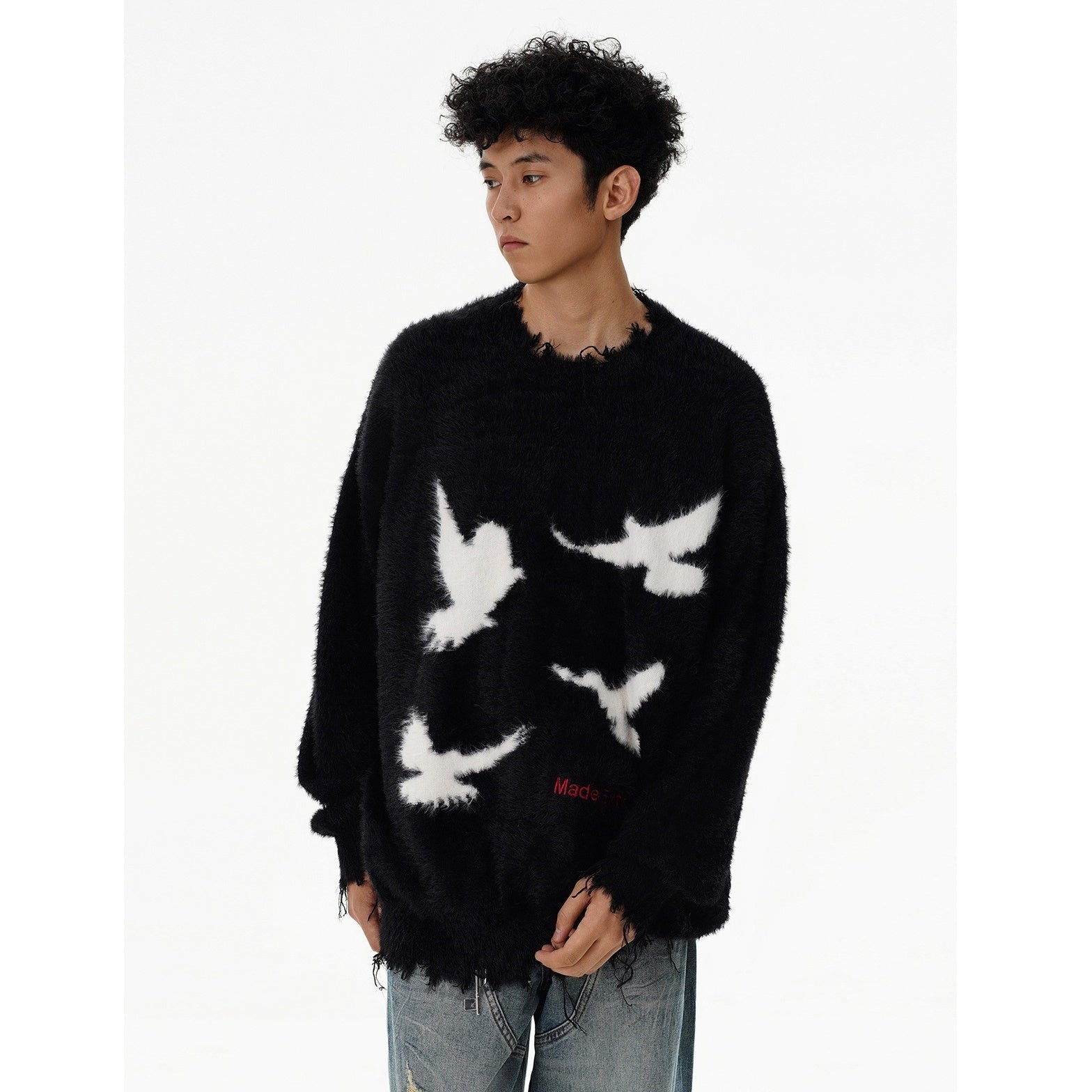 Dove Of Peace Fluffy Knitted Sweater MB7281