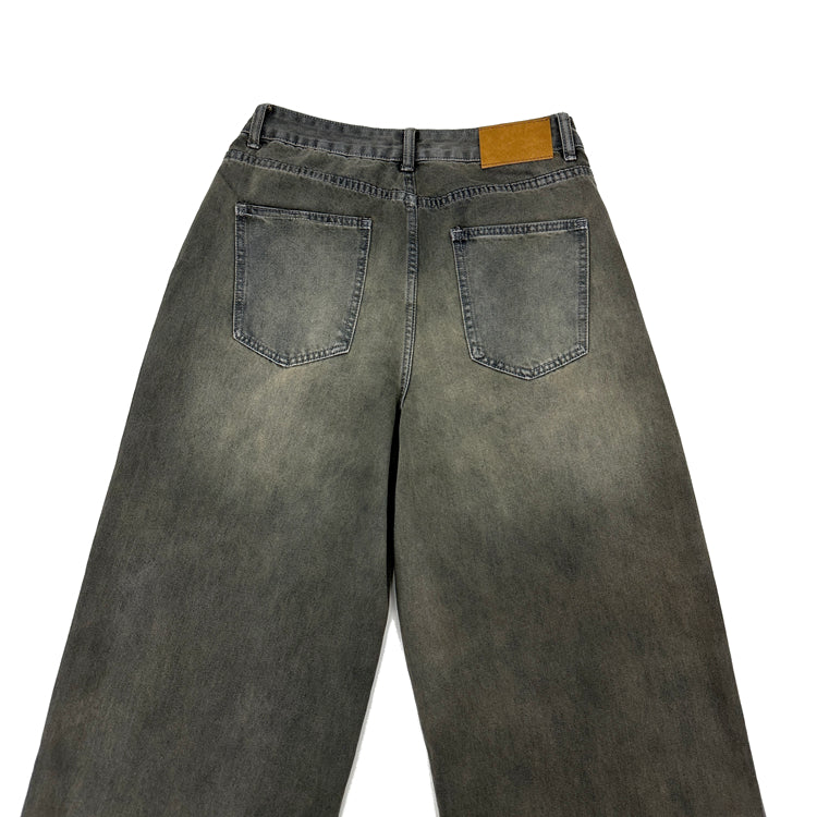 Vintage Distressed Loose Wrinkled Jeans FT8005