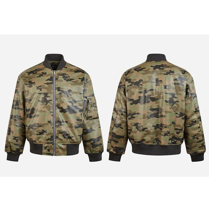 Camouflage PU Leather Flight Jacket MB7262