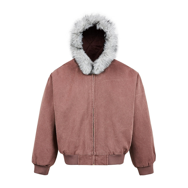 Fur Collar Hooded Wash Cotton Jacket MB7263