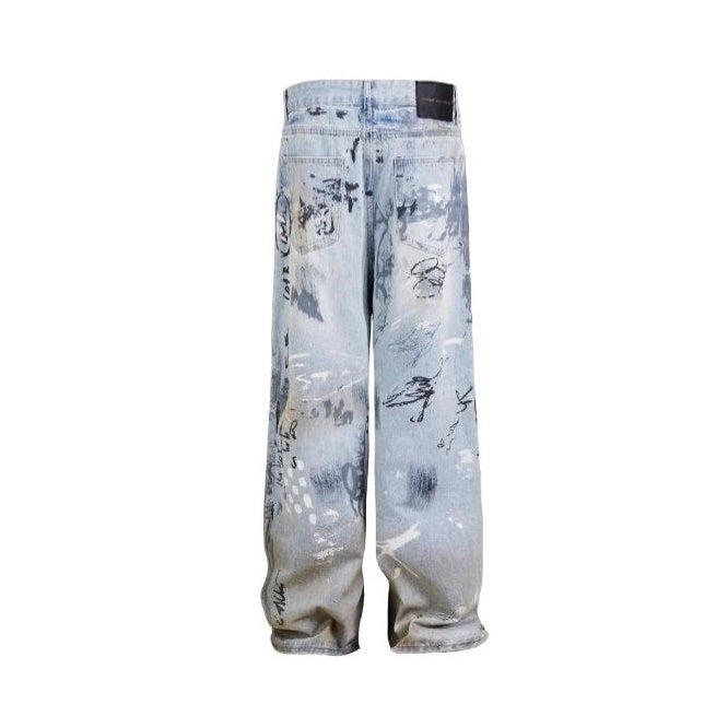 Street Graffiti Hand Painted Dirty Jeans MB7237