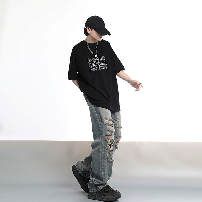 Ripped Loose Straight Jeans MB7008