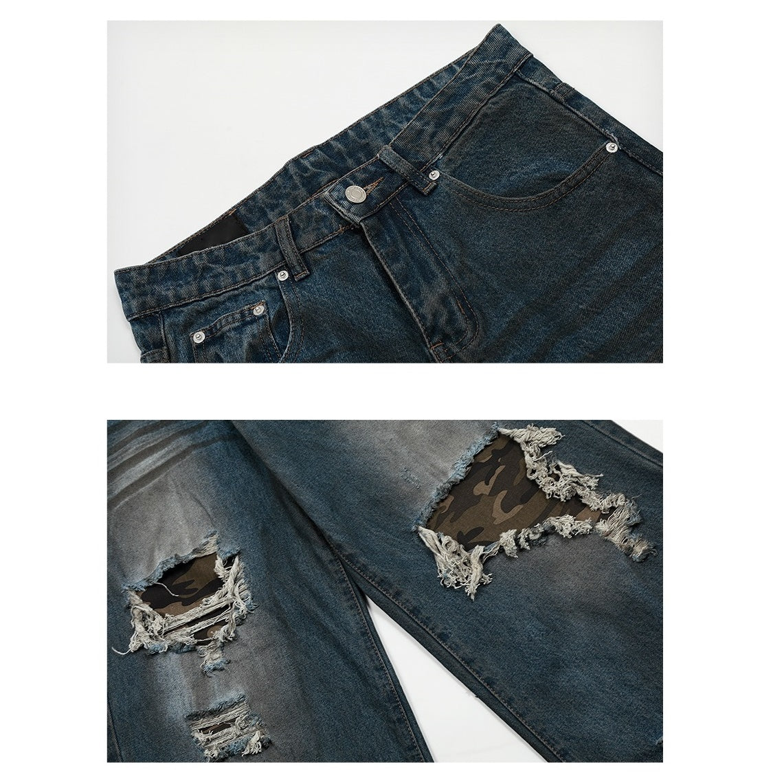 Patch Ripped Camouflage Jeans MB7291