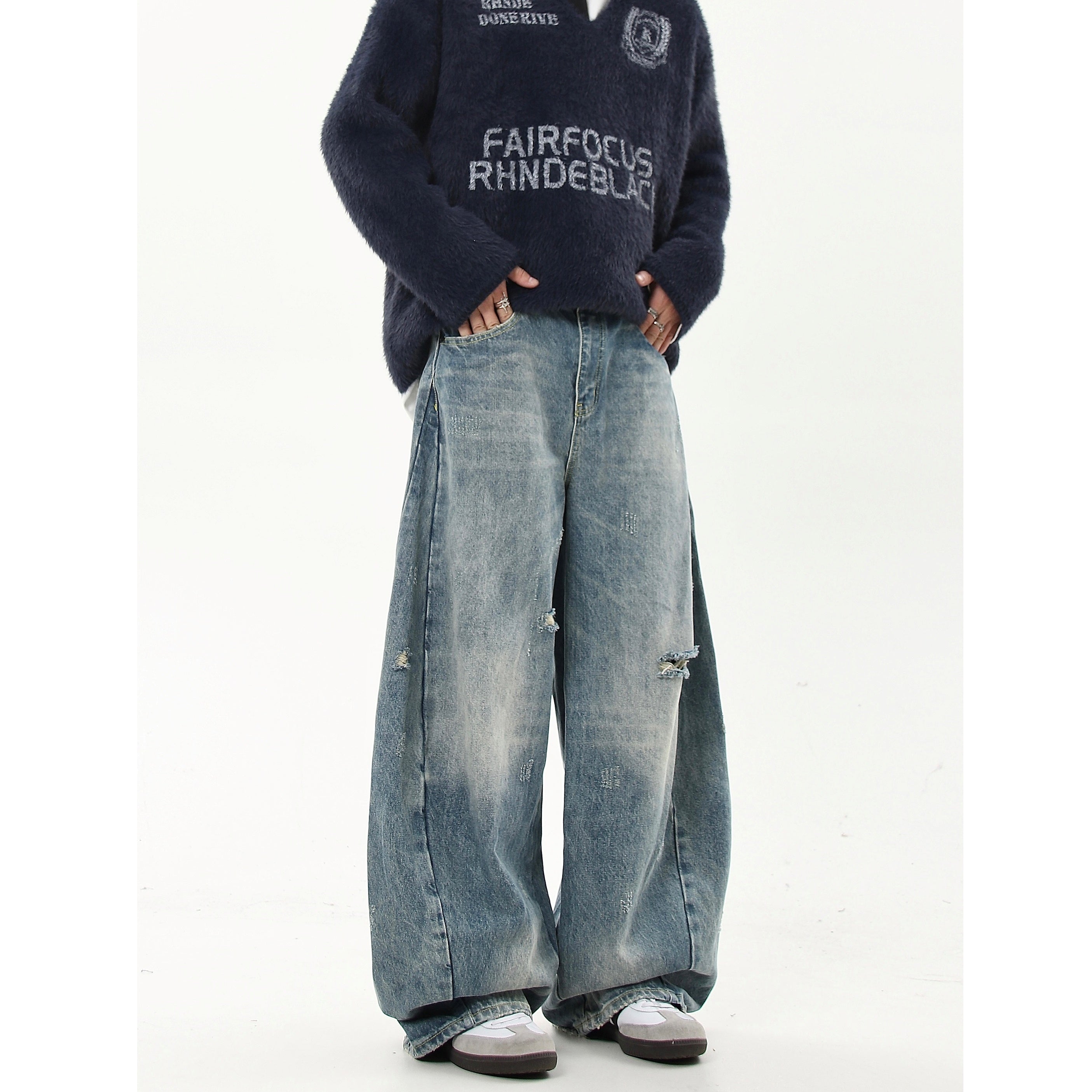 Washed Ripped Baggy Jeans MB7210