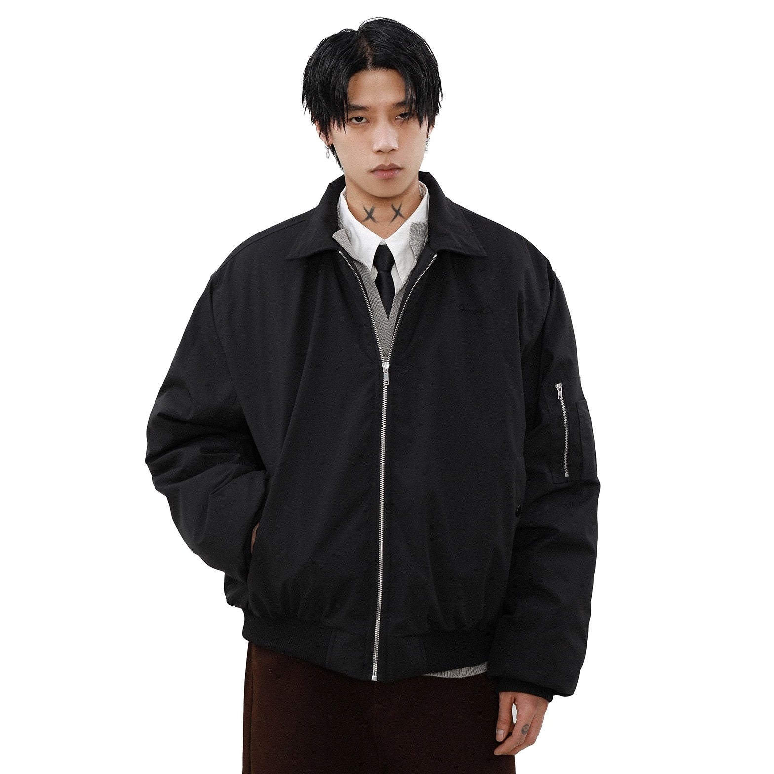 Lapel Design Bomber Jacket MB7303