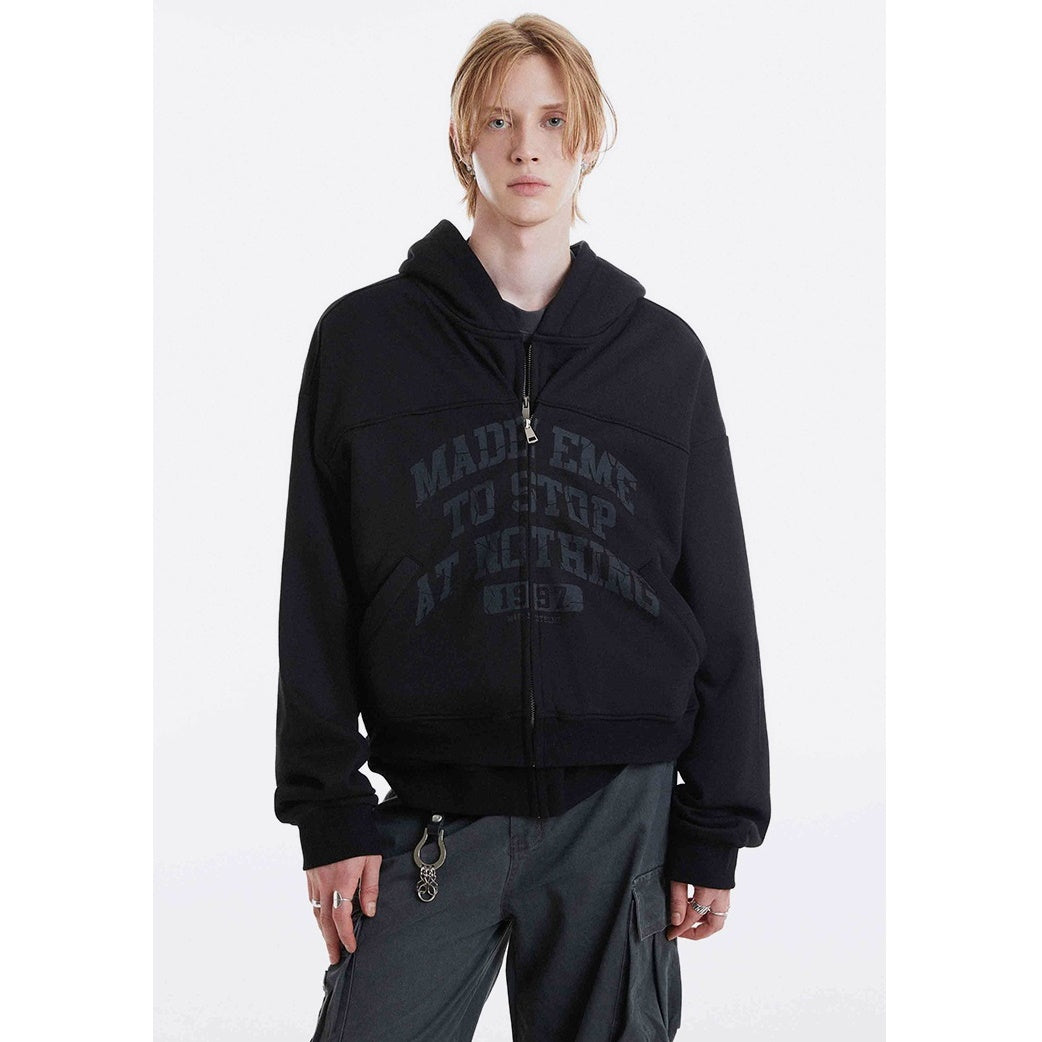 Fake Layered Street Style Zipper Hoodie MB7146