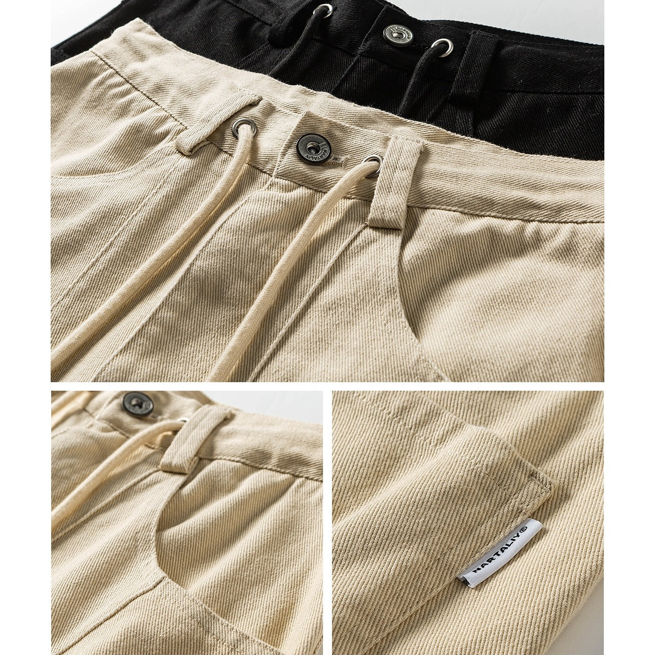 Double-pleated Wide-leg Cargo Pants NA7005
