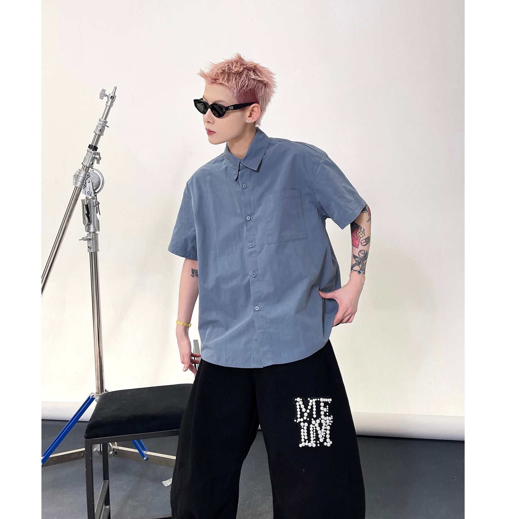 Solid Color Short Sleeve Shirt EAT135