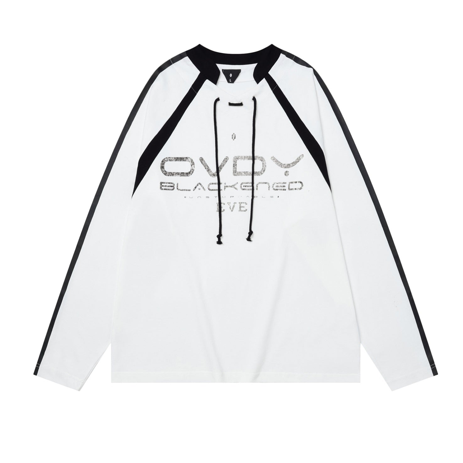 Drawstring Small Collar Long Sleeve T-shirt MB7136