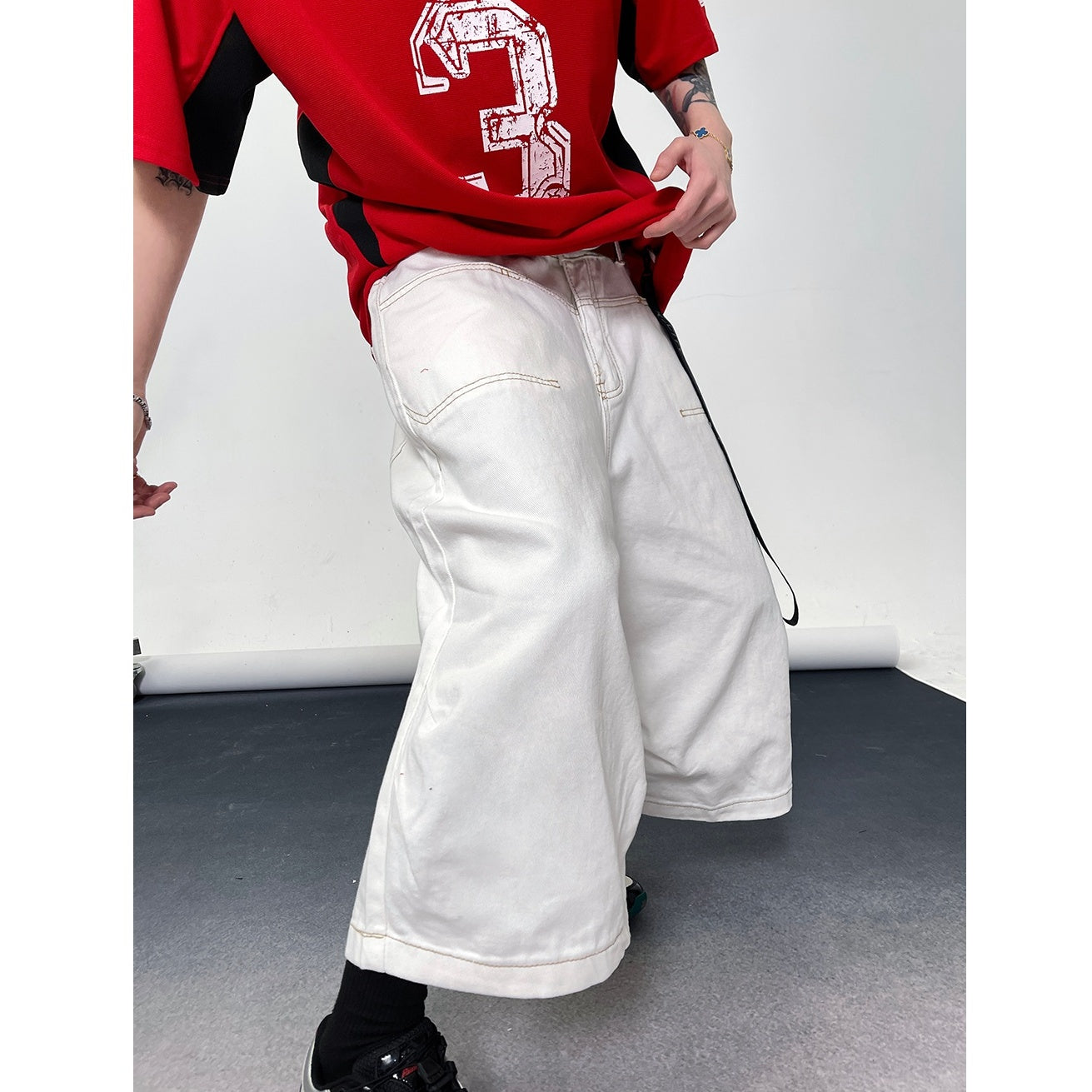 Washed Wide-leg Work Cropped Pants EAT118
