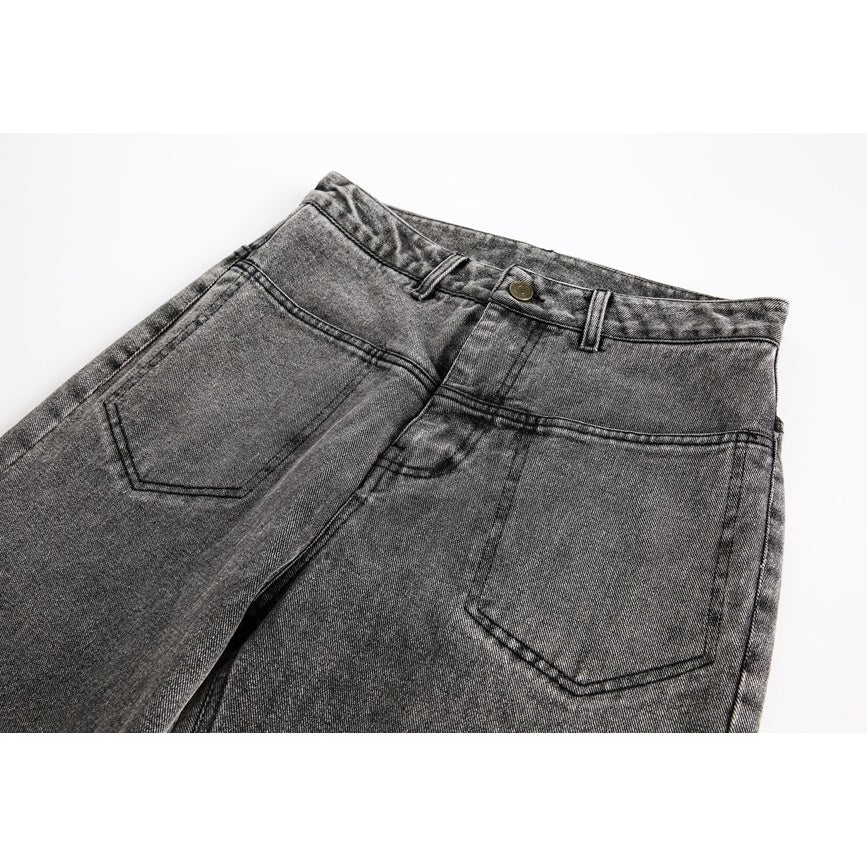 Retro Pocket Design Wash Straight Jeans MB7187