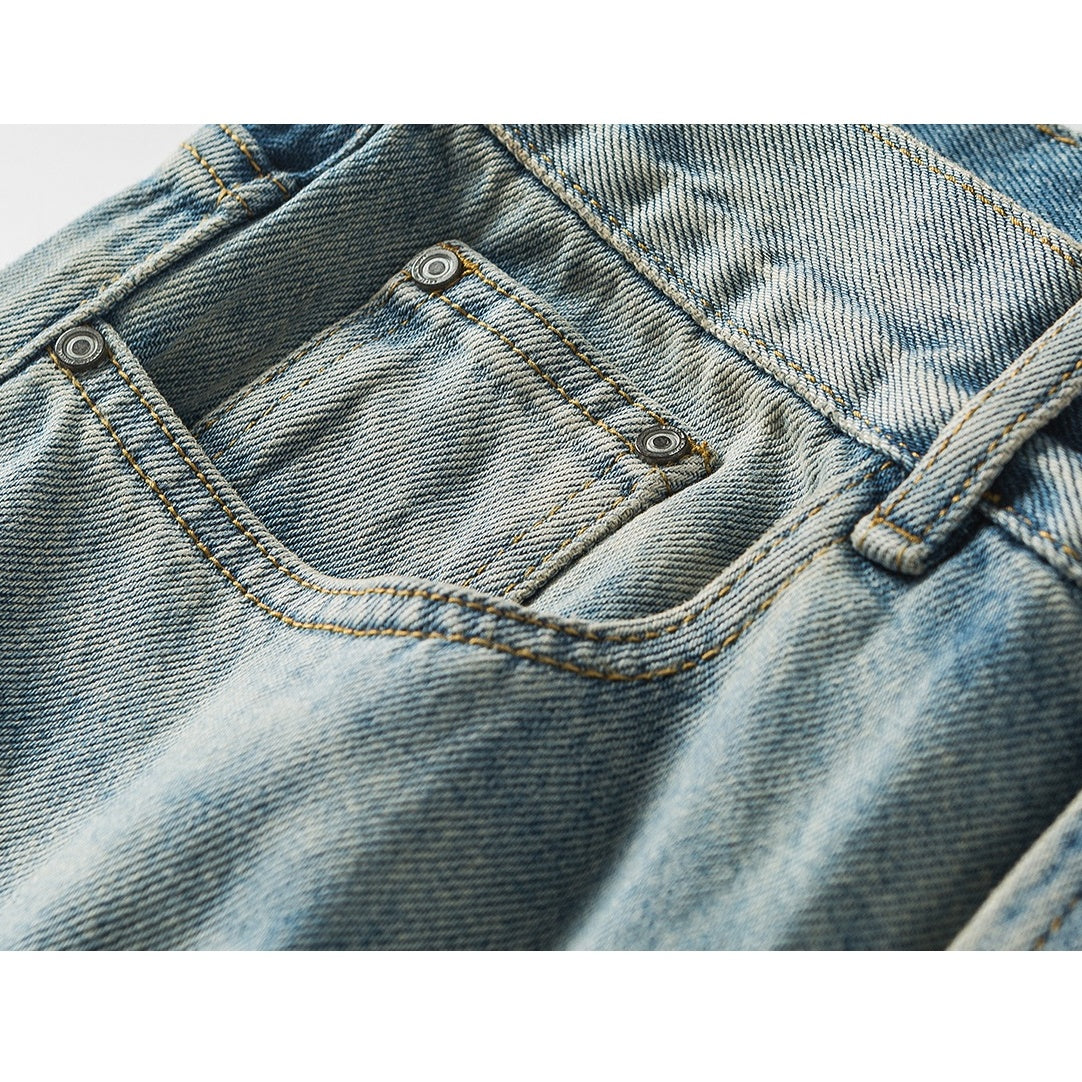 Wash Distressed Ripped Loose Jeans NA7008
